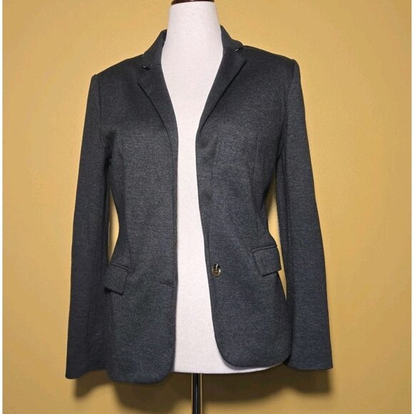 Cartonnier Anthropologie Gray One Button Blazer Jacket Womens Medium Patches Sui - Picture 1 of 11